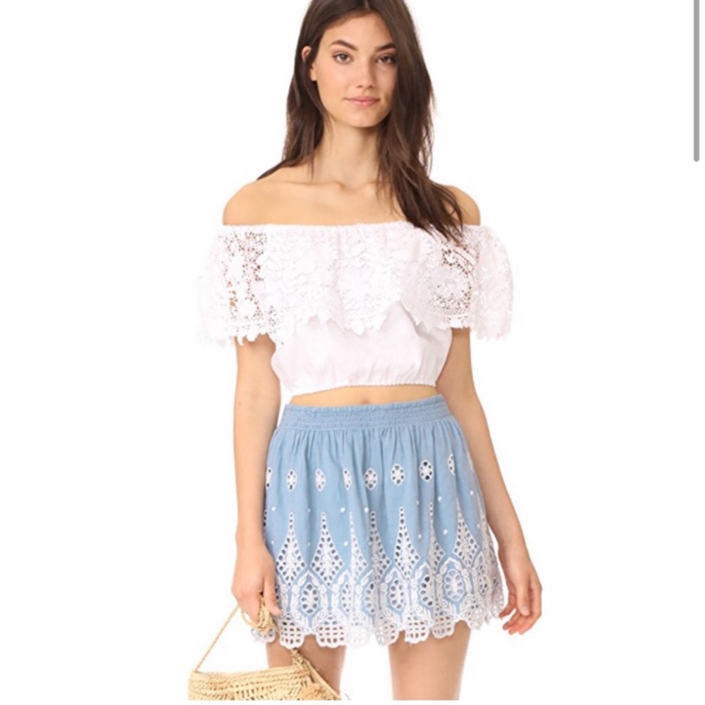 NWT Joie Wanita chambray embroidered skirt